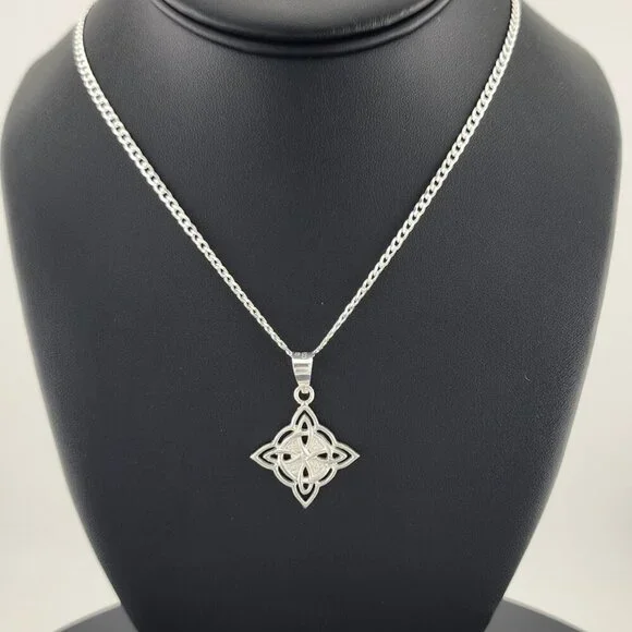 New Sterling Silver 925 Witch’s Knot Necklace – Wiccan Pagan Protection Amulet